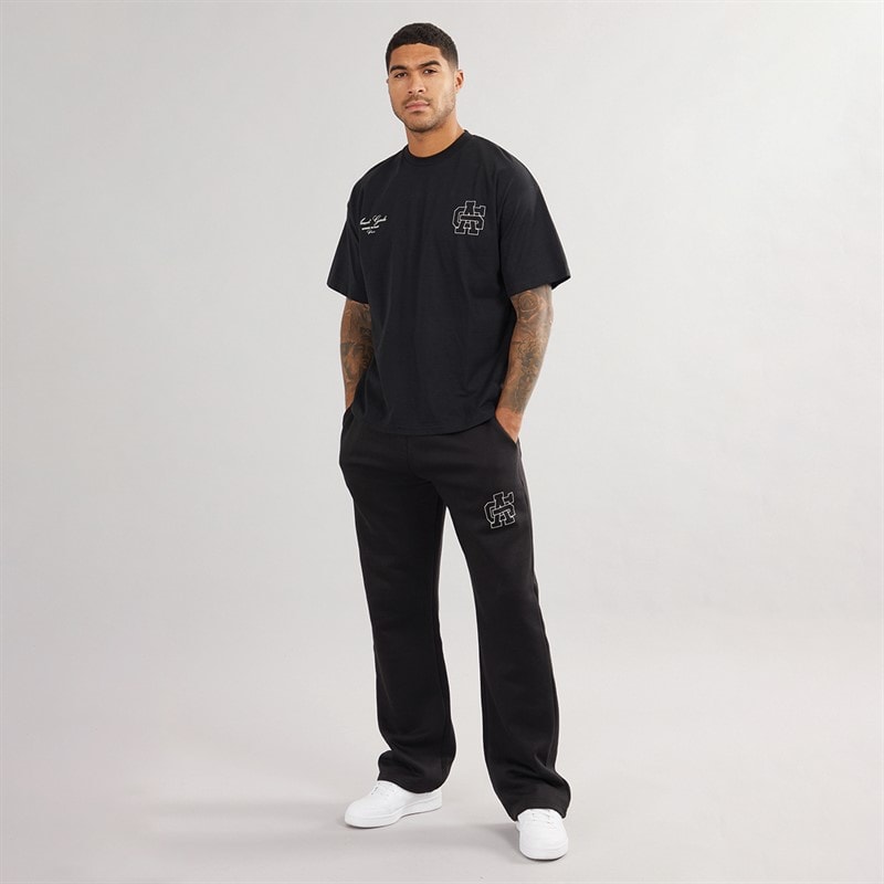 Avant Garde Mens Emblem Open Hem Joggers Black - Image 3