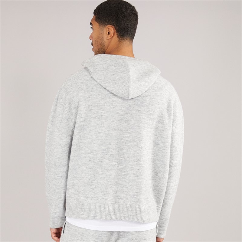 Avant Garde Mens AG Brushed Knit Hoodie Light Grey Marl - Image 2