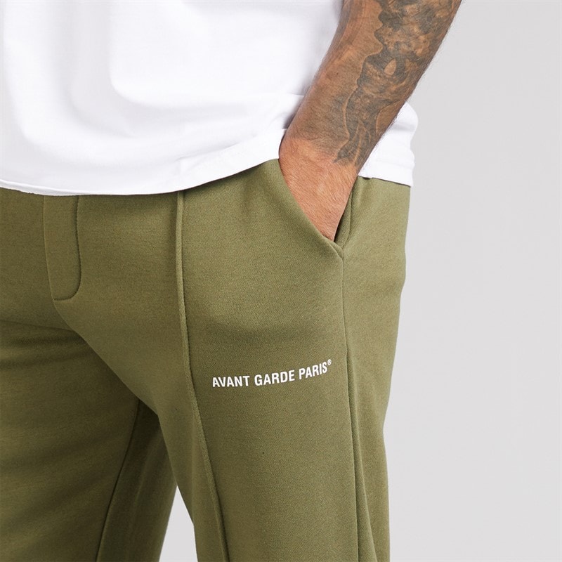 Avant Garde Mens Lowell Open Hem Joggers Khaki - Image 3