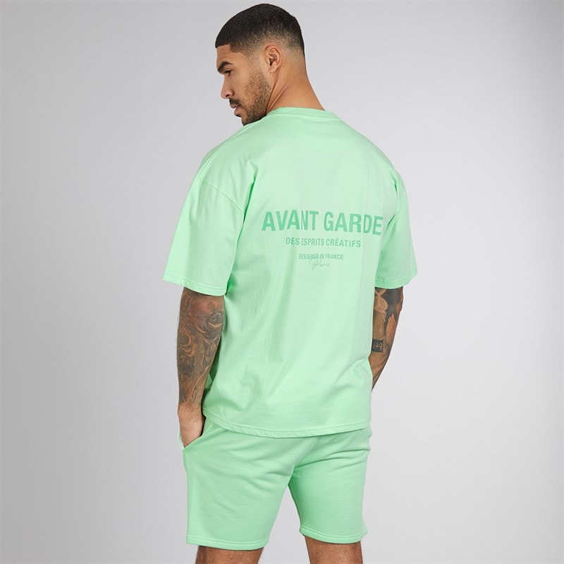 Avant Garde Mens Creatives T-Shirt And Shorts Set Spearmint - Image 2