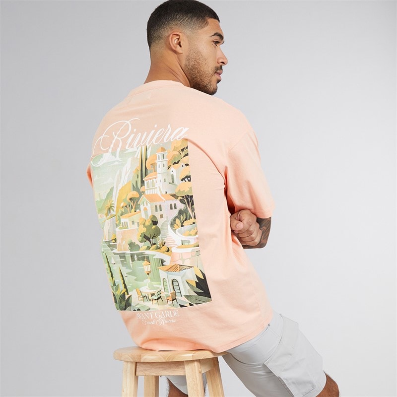 Avant Garde Mens Scape T-Shirt Salmon - Image 1