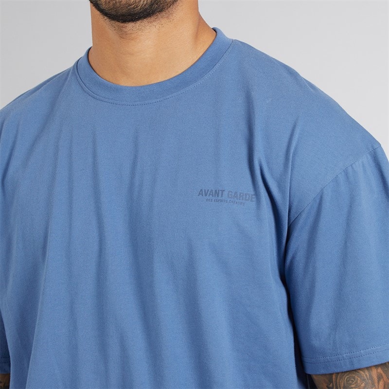 Avant Garde Mens Creatives T-Shirt And Shorts Set Indigo Blue - Image 3