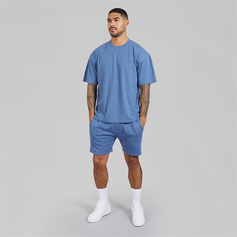 Avant Garde Mens Creatives T-Shirt And Shorts Set Indigo Blue - Image 4