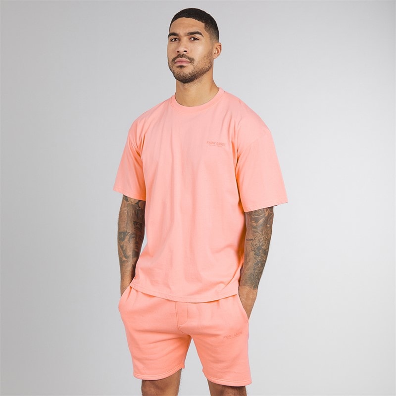 Avant Garde Mens Creatives T-Shirt And Shorts Set Coral - Image 1