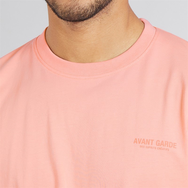 Avant Garde Mens Creatives T-Shirt And Shorts Set Coral - Image 3