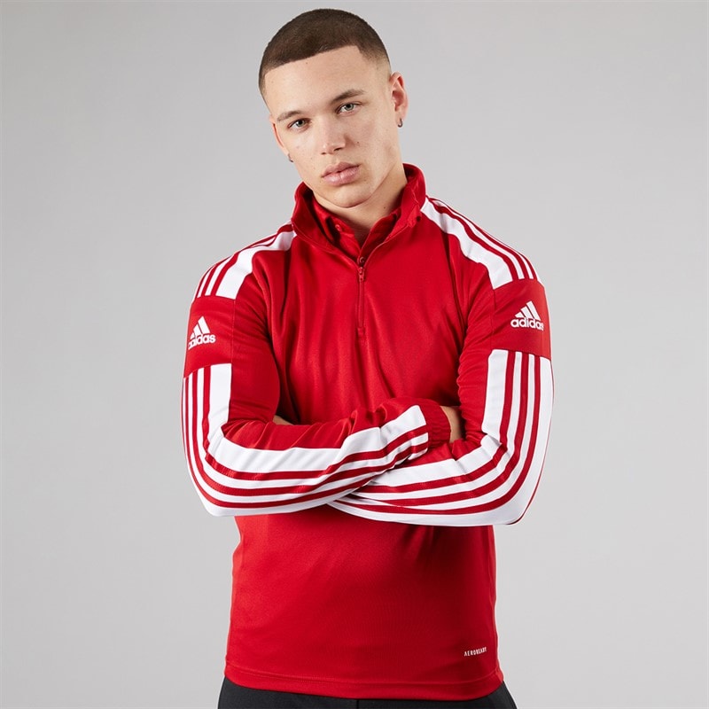 adidas Mens Squadra 21 1/4 Zip Training Top Team Power Red/White - Image 1