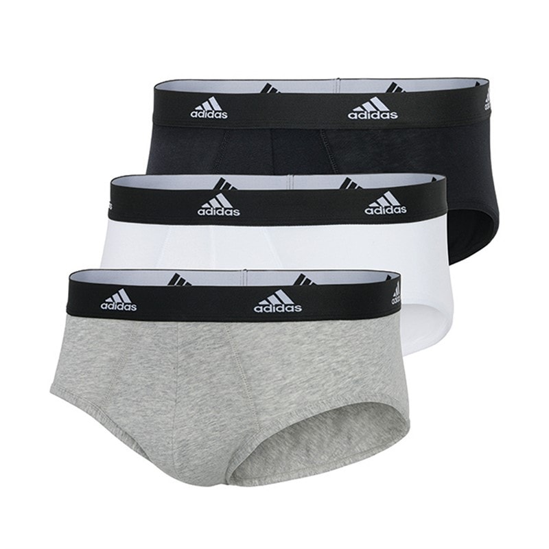 adidas Mens Active Flex Cotton Three Pack Briefs Black/White/Grey - Image 1