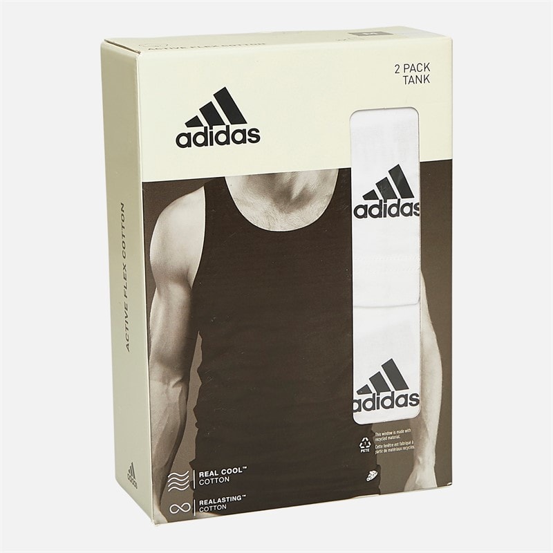 adidas Mens Active Flex Cotton Two Pack Vests White - Image 3