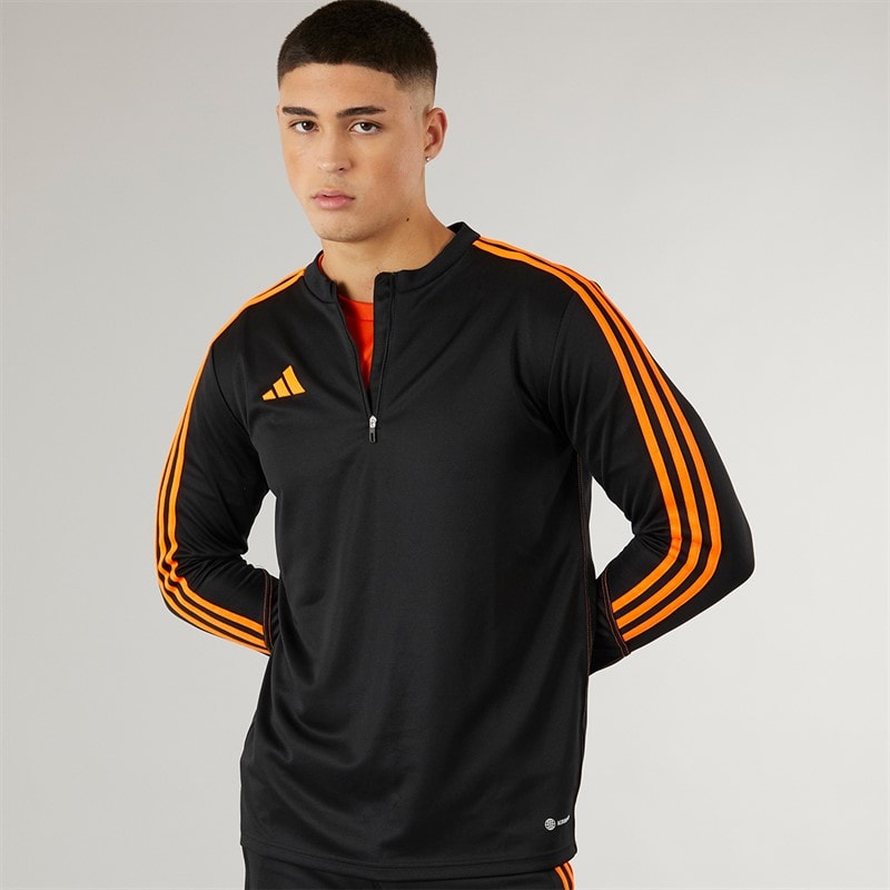 adidas Mens Tiro 23 Club 1/4 Zip Training Top Black/Signal Orange
