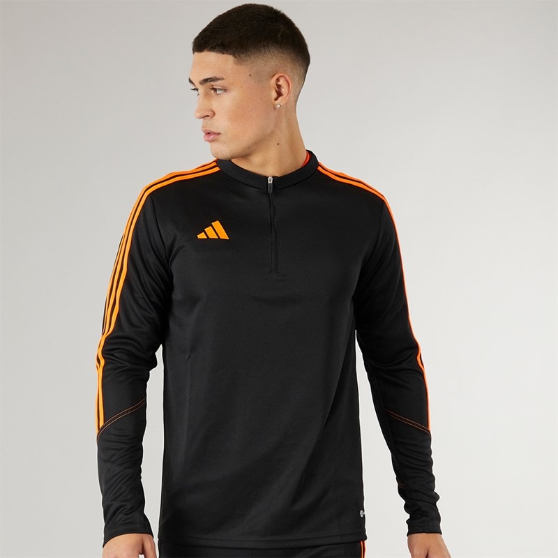 adidas Mens Tiro 23 Club 1/4 Zip Training Top Black/Signal Orange - Image 3