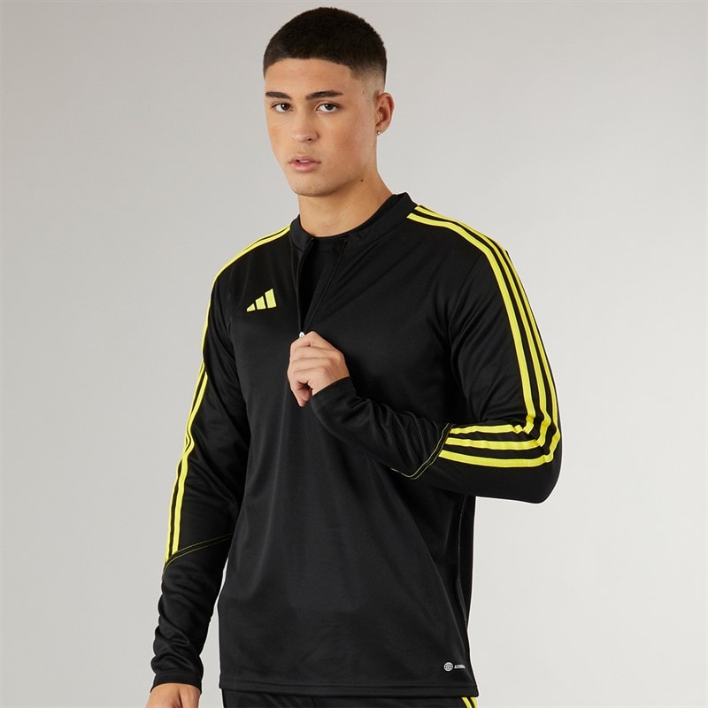 adidas Mens Tiro 23 Club 1/4 Zip Training Top Black/Bright Yellow
