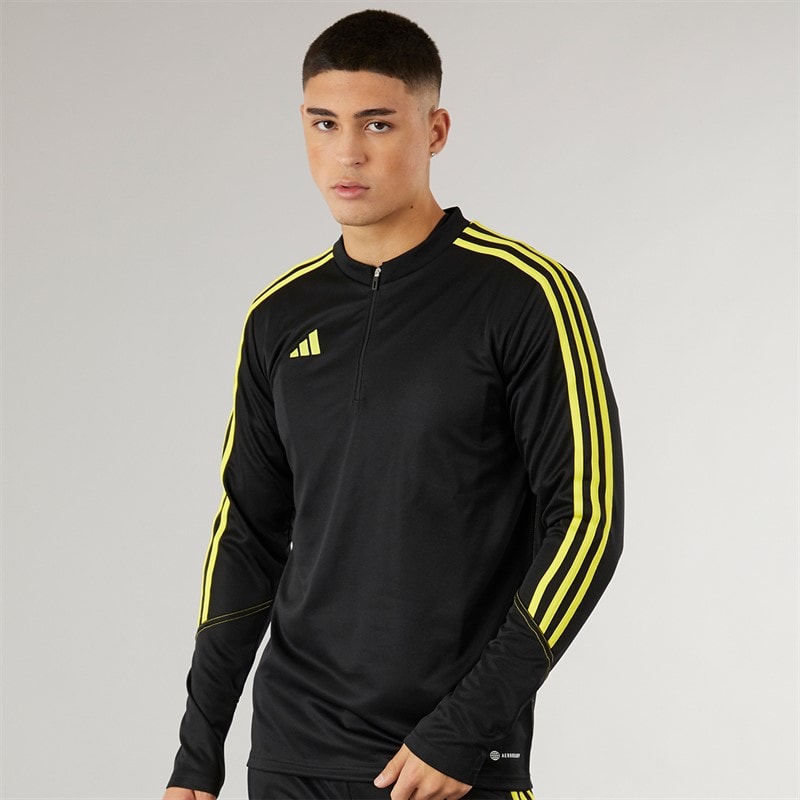 adidas Mens Tiro 23 Club 1/4 Zip Training Top Black/Bright Yellow - Image 3