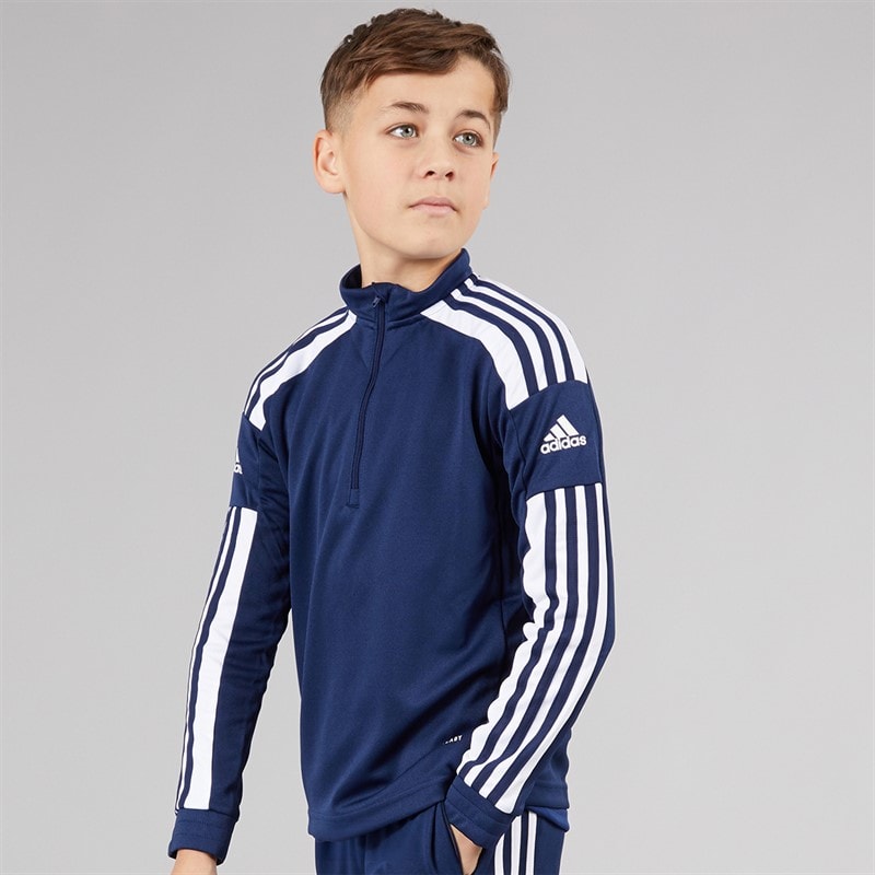 adidas Junior Squadra 21 1/4 Zip Training Top Navy Blue/White - Image 1