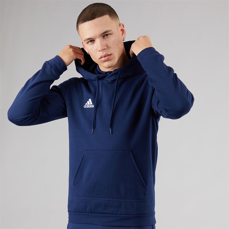 adidas Mens Entrada 22 Pullover Sweat Hoodie Navy/White - Image 1