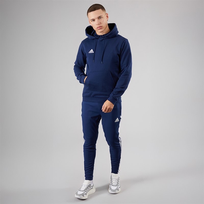 adidas Mens Entrada 22 Pullover Sweat Hoodie Navy/White - Image 4