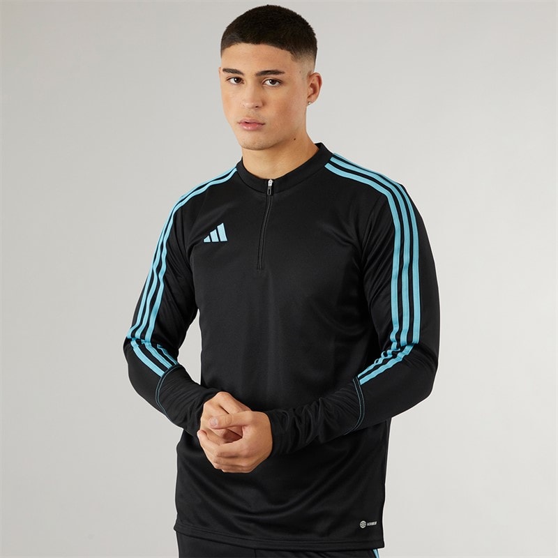 adidas Mens Tiro 23 Club 1/4 Zip Training Top Black/Preloved Blue - Image 3
