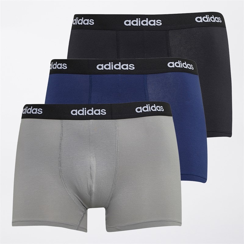 adidas Mens Micro Flex Cotton Three Pack Trunks Black/Grey/Navy - Image 1