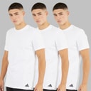 adidas Mens Comfort Flex Cotton Three Pack Crew Neck T-Shirts White