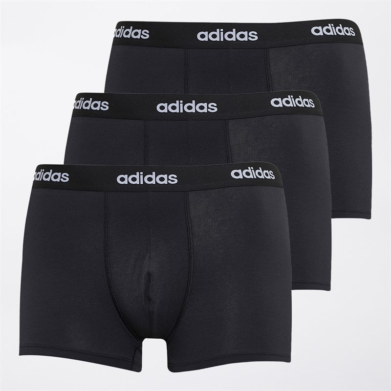 adidas Mens Micro Flex Cotton Three Pack Trunks Black - Image 1