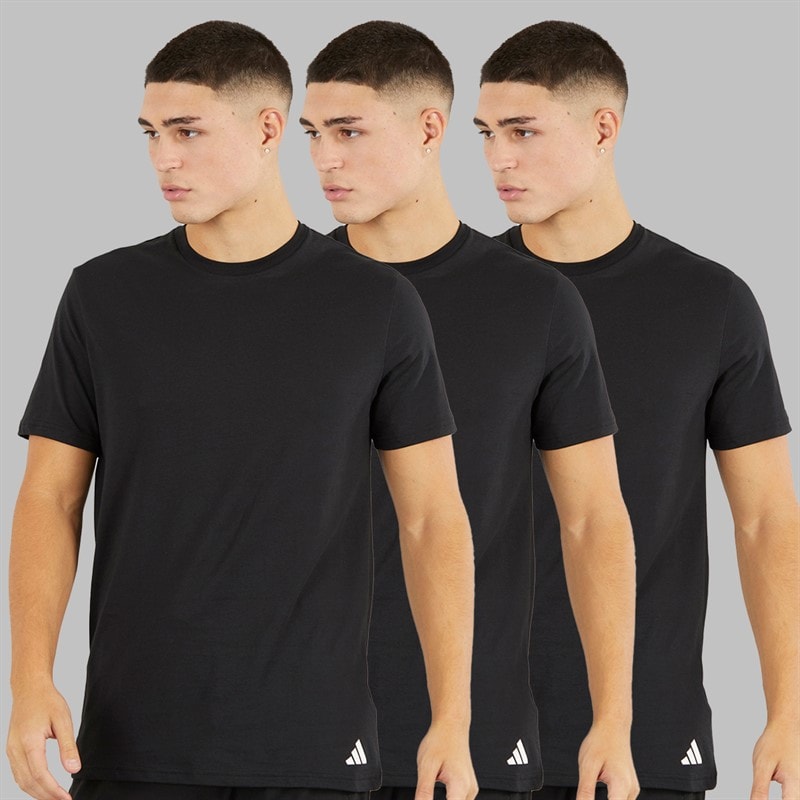 adidas Mens Comfort Flex Cotton Three Pack Crew Neck T-Shirts Black