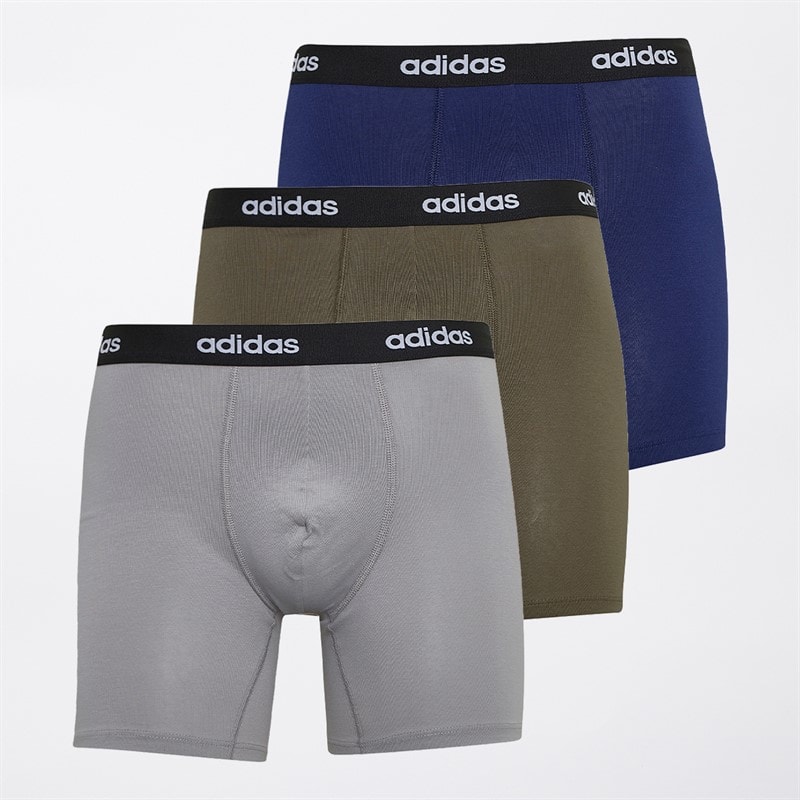 adidas Mens Cotton Stretch Three Pack Boxer Briefs Navy/Grey/Olive