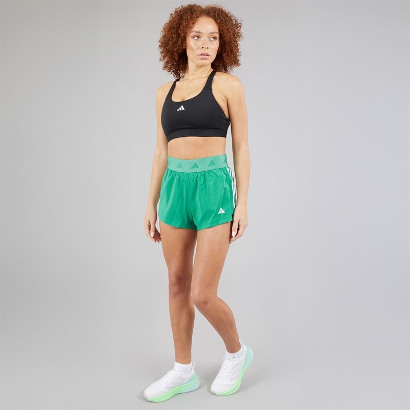adidas Womens Hyperglam Woven Training Shorts Semi Court Green/White - Image 4