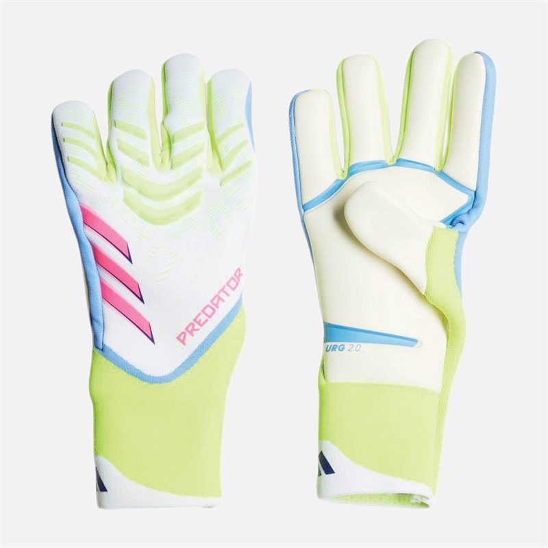 adidas Mens Predator Pro Goalkeeper Gloves White/Lucid Lemon/Lucid Pink - Image 1