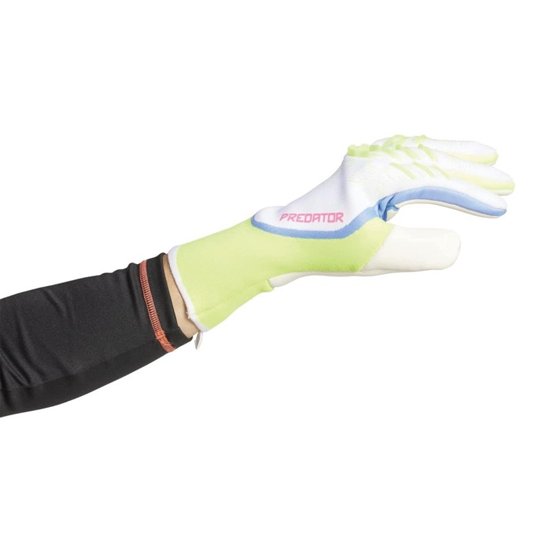adidas Mens Predator Pro Goalkeeper Gloves White/Lucid Lemon/Lucid Pink - Image 2