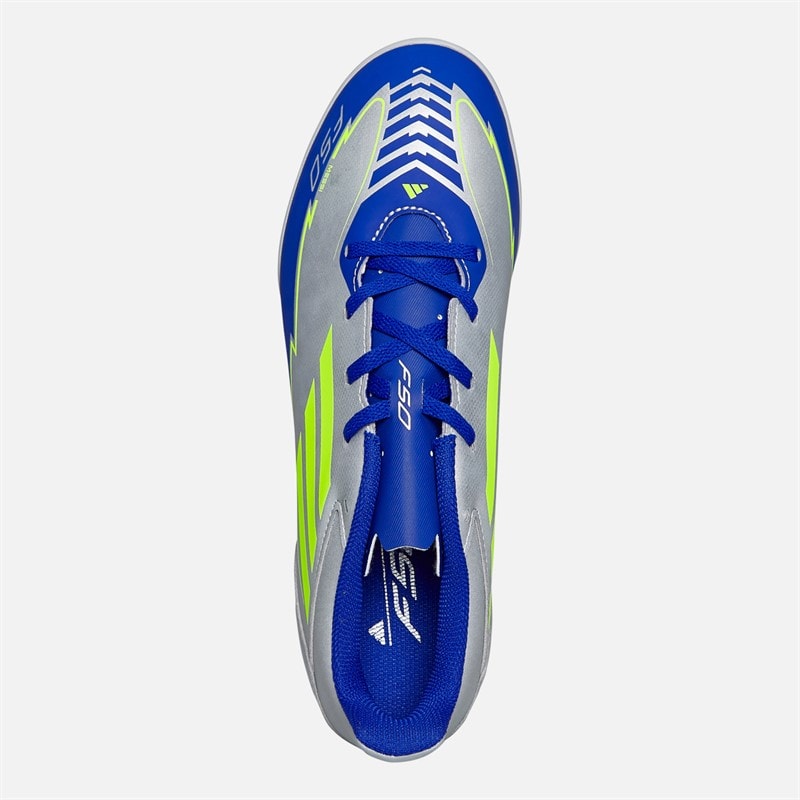 adidas Mens F50 Club Messi La Vida Rapida Pack TF Astro Football Boots Silver Metallic/Solar Yellow/Lucid Blue - Image 4