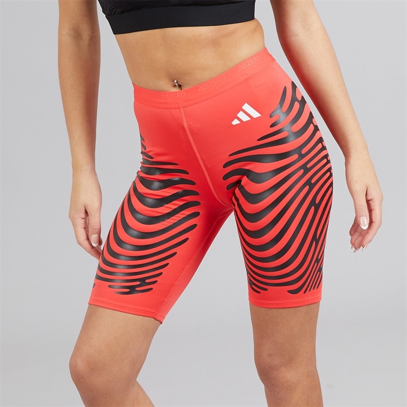 adidas Womens Adizero Responsive Control Running Tight Short Leggings Semi Lucid Red/Black - Image 2