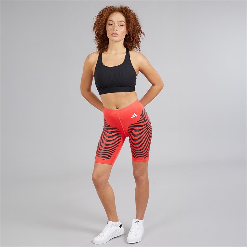 adidas Womens Adizero Responsive Control Running Tight Short Leggings Semi Lucid Red/Black - Image 4