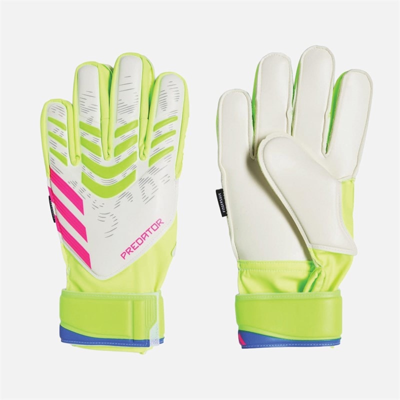 adidas Junior Predator Match Finger Save Goalkeeper Gloves Lucid Lemon/White/Lucid Pink - Image 1