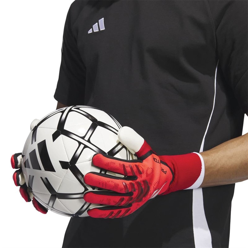 adidas Mens Predator 25 Pro Promo Goalkeeper Gloves Lucid Red/Black/Pure Ruby - Image 4