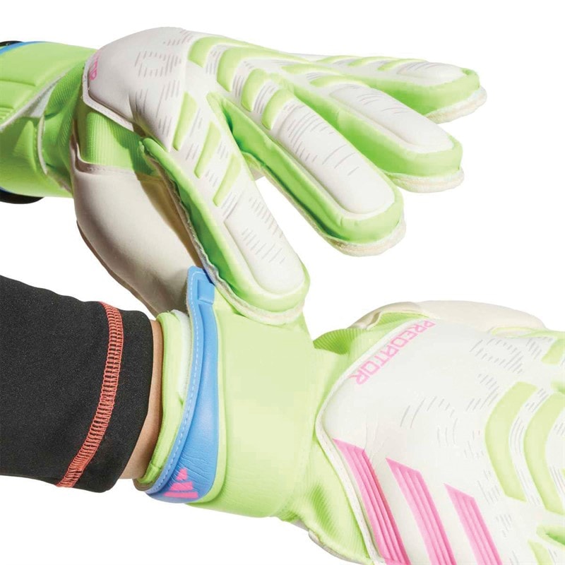adidas Mens Predator Match Finger Save Goalkeeper Gloves White/Lucid Lemon/Lucid Pink - Image 3