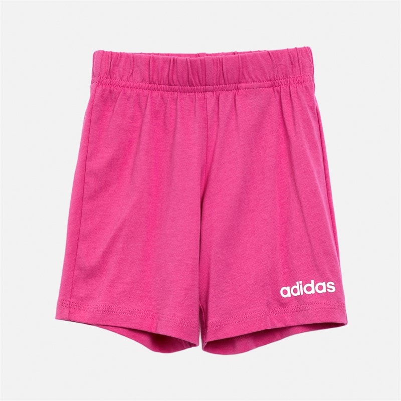 adidas Infant Girls Essentials Linear Logo T-Shirt And Shorts Set Clear Pink/White - Image 2