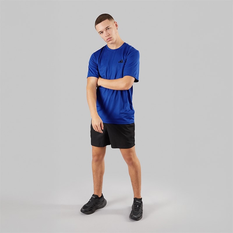 adidas Mens Train Essentials Base T-Shirt Semi Lucid Blue/Black - Image 4