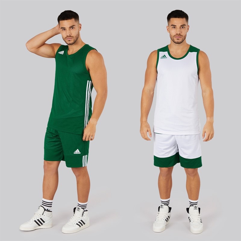 adidas Mens 3G Speed Reversible Basketball Jersey Dark Green/White - Image 4