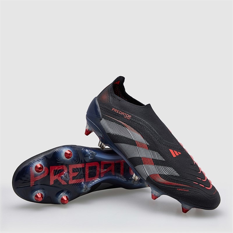 adidas Mens Predator Elite LL Laceless Stealth Victory Pack SG Soft Ground Football Boots Core Black/Grey Four/Lucid Red - Image 1