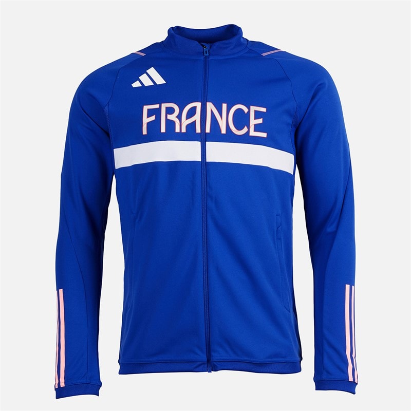 adidas Mens FFR Team France Track Jacket Semi Lucid Blue - Image 1
