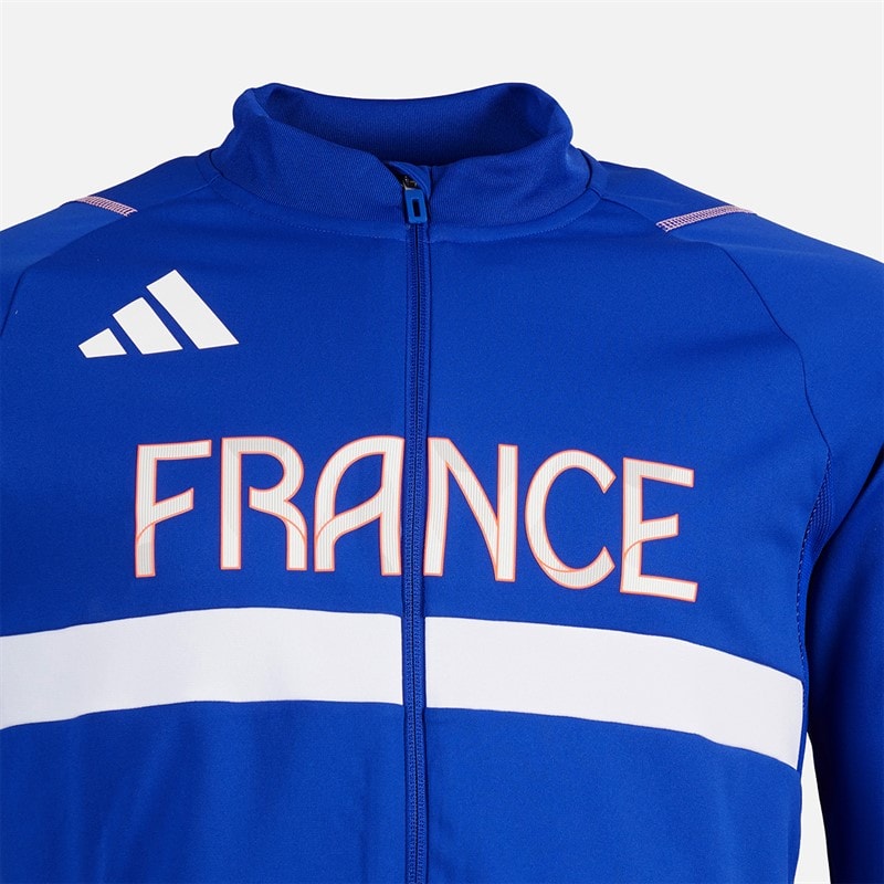 adidas Mens FFR Team France Track Jacket Semi Lucid Blue - Image 3