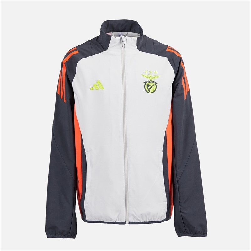adidas Junior Boys SLB Benfica Presentation Jacket Light Solid Grey/Semi Solar Orange Lgh Solid Grey/Semi Solar Orange - Image 1