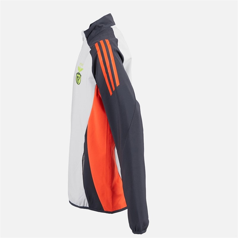 adidas Junior Boys SLB Benfica Presentation Jacket Light Solid Grey/Semi Solar Orange Lgh Solid Grey/Semi Solar Orange - Image 3