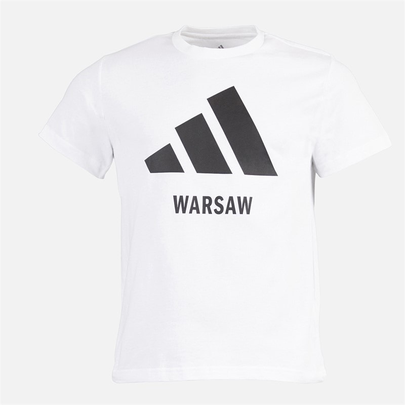 adidas Mens Warsaw Graphic T-Shirt White - Image 1