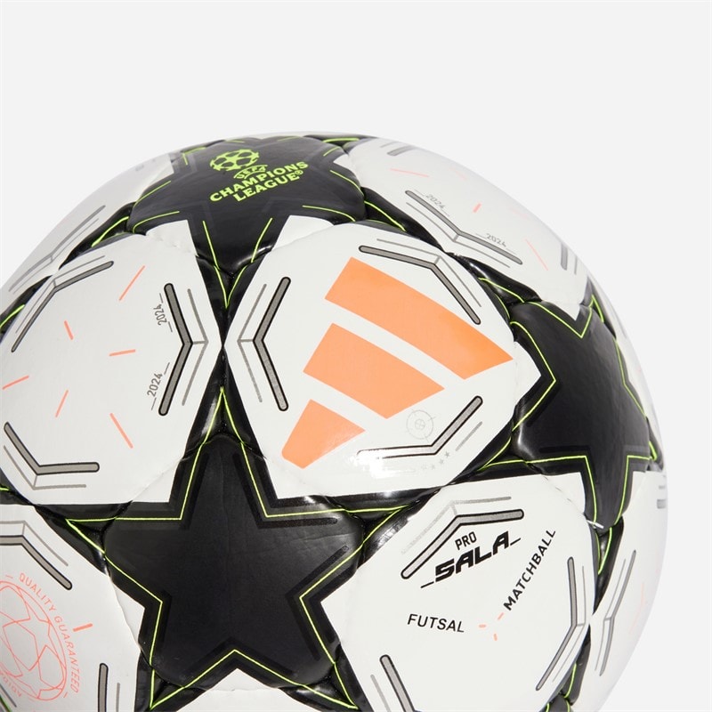 adidas UEFA Champions League 24/25 Pro Sala Match Futsal (FIFA Quality Pro Certified) White/Black/Platinum Metallic/Team Solar Yellow - Image 3