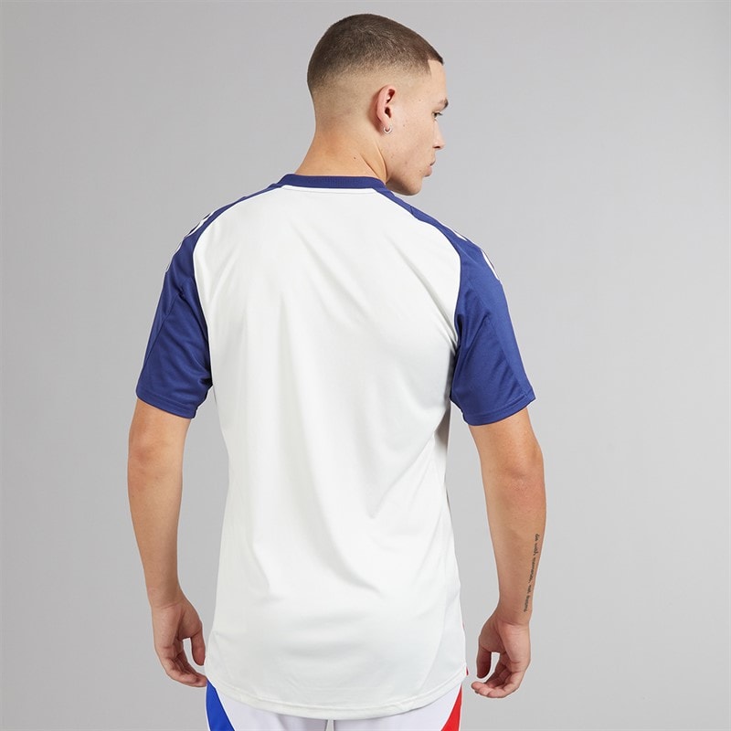 adidas Mens OL Olympique Lyon Training Jersey White Tint/Midnight Indigo/Bright Red - Image 2