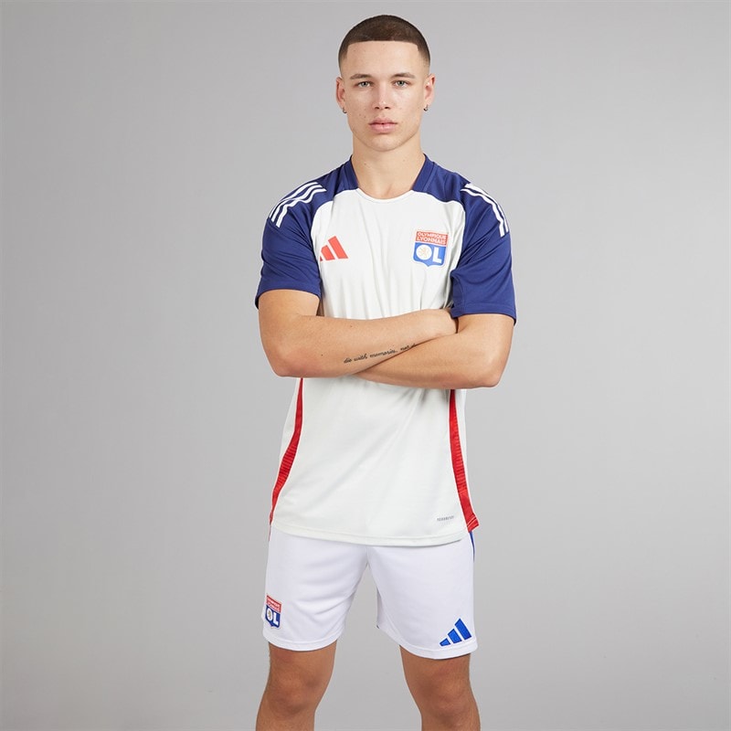 adidas Mens OL Olympique Lyon Training Jersey White Tint/Midnight Indigo/Bright Red - Image 4