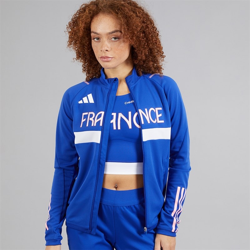 adidas Womens FFR Team France Track Jacket Semi Lucid Blue