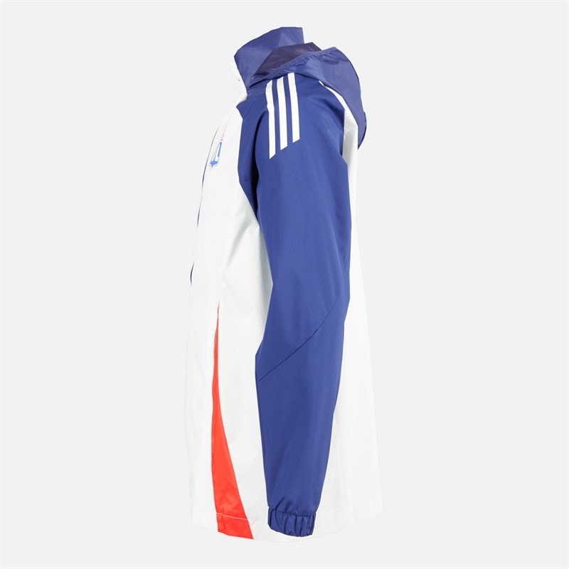 adidas Mens OL Olympique Lyon All Weather Jacket White Tint/Midnight Indigo/Bright Red - Image 3