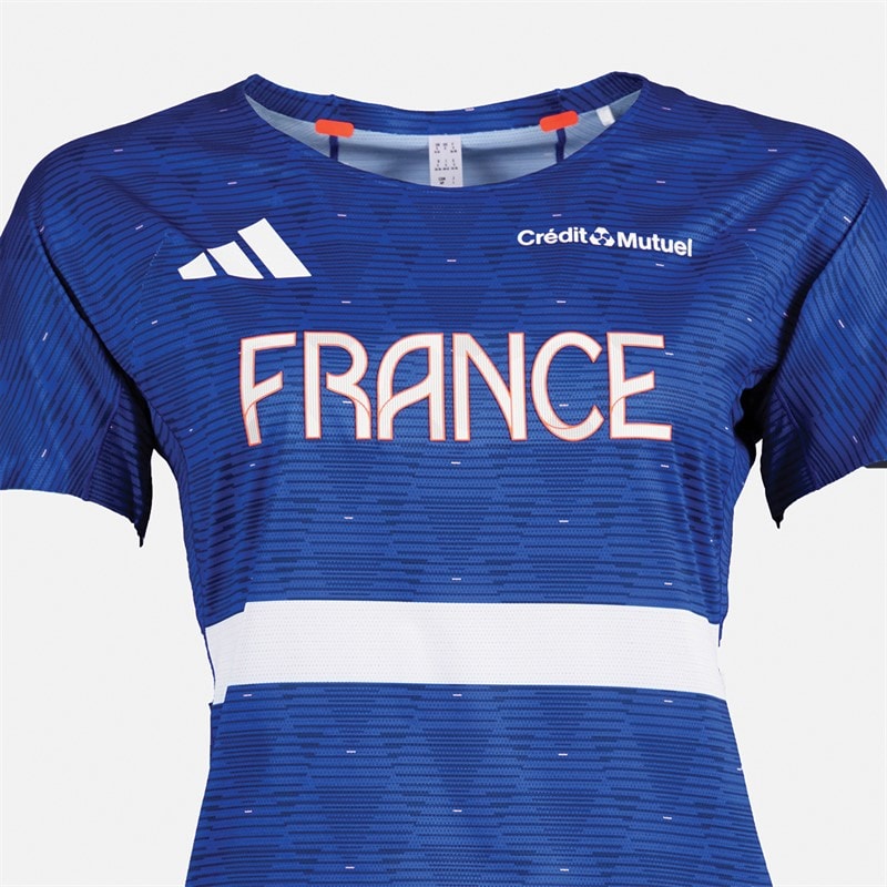 adidas Womens FFR Team France Running T-Shirt Semi Lucid Blue - Image 3
