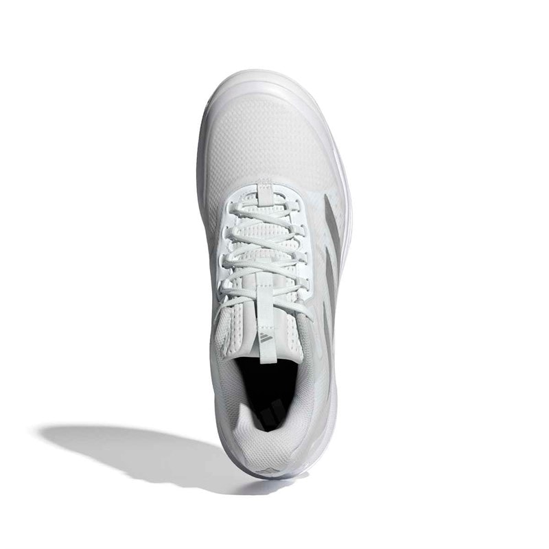 adidas Womens Avacourt 2 Clay Tennis Shoes Cloud White/Silver Metallic/White - Image 4